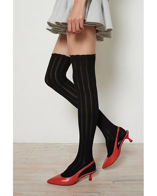 Urban Outfitters Black Pointelle Over-The-Knee Sock