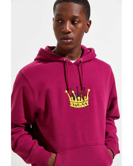 Stussy Chenille Crown Applique Hoodie Sweatshirt for Men | Lyst