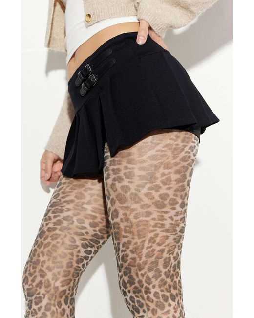 Out From Under Brown Leopard Print Tights S/m At Urban Outfitters