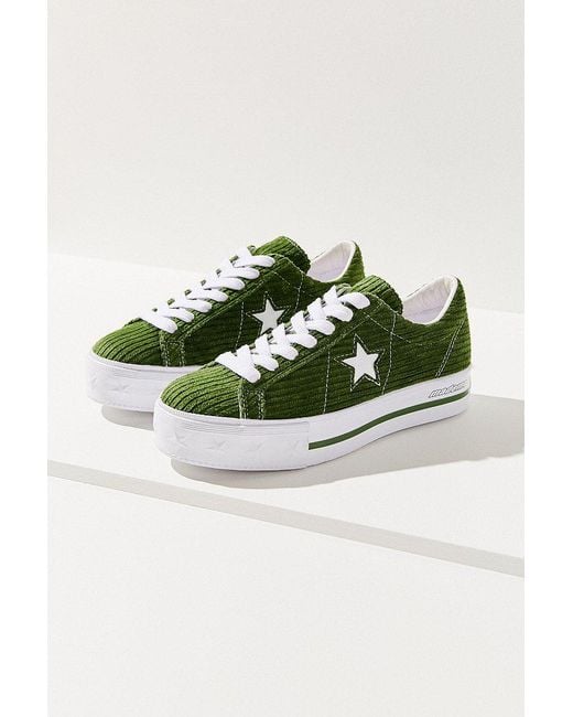 Converse Green Converse One Star X Mademe Corduroy Platform Sneaker