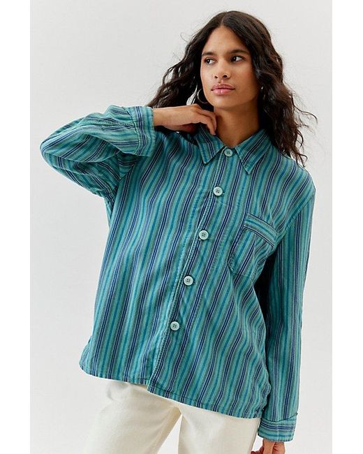 Urban Renewal Blue Vintage Striped Pj Shirt