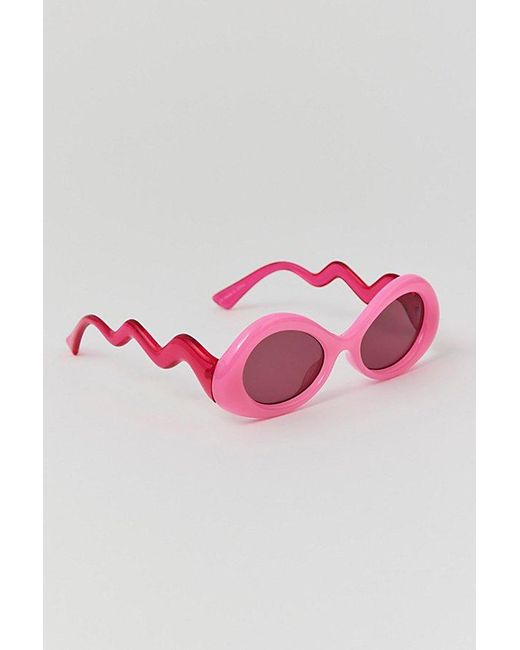 Urban Outfitters Pink Birdie Wavy Round Sunglasses