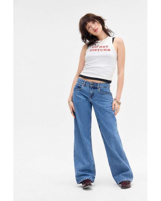 Motel Blue Low Rise Parallel Wide Leg Jeans