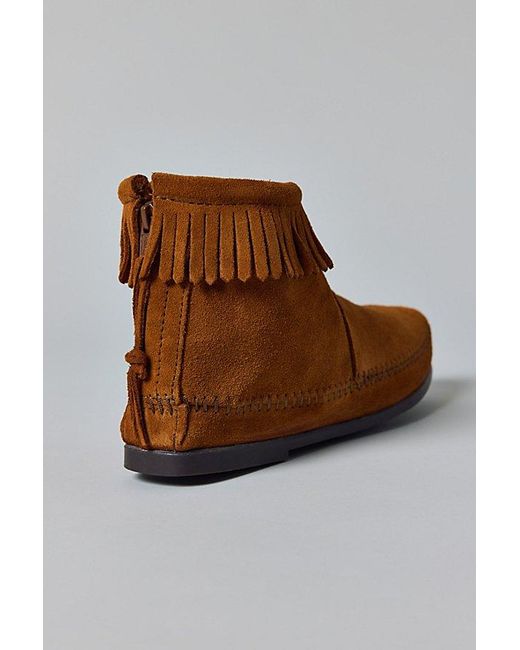 Minnetonka Brown Back Zip Hardsole Boots