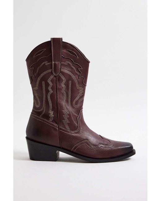 Urban Outfitters Black Uo Red Texas Embroidered Western Boots