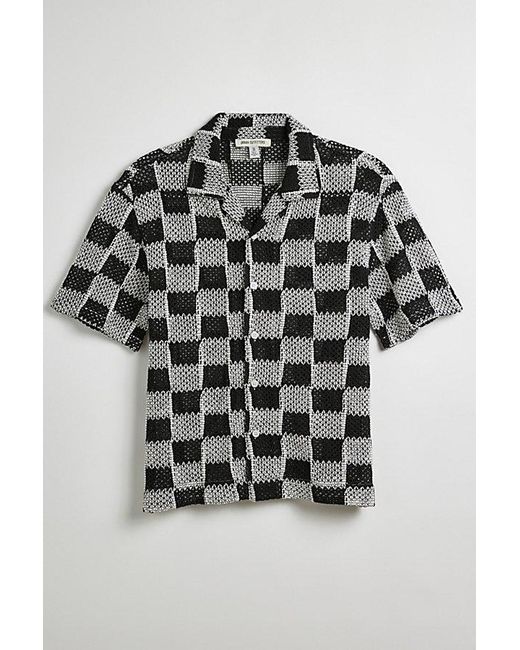 Urban Outfitters Black Uo Checkerboard Lace Short Sleeve Shirt Top for men