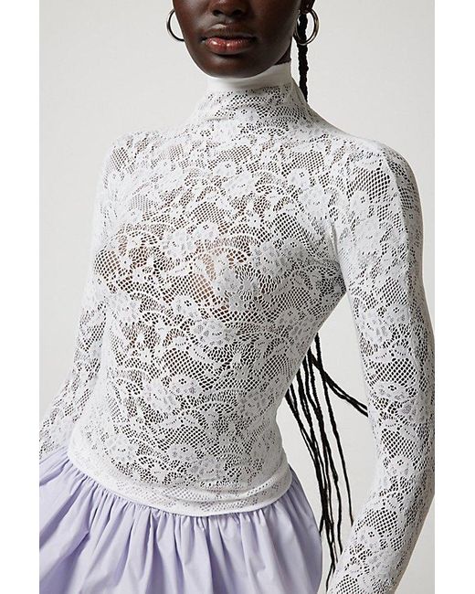 Out From Under Gray Divine Sheer Lace Cutout Top
