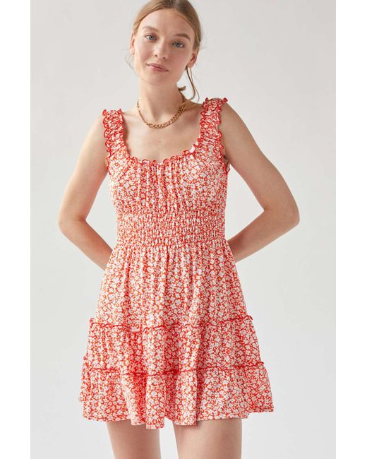 Urban Outfitters Uo Lizzy Smocked Floral Mini Dress | Lyst Canada