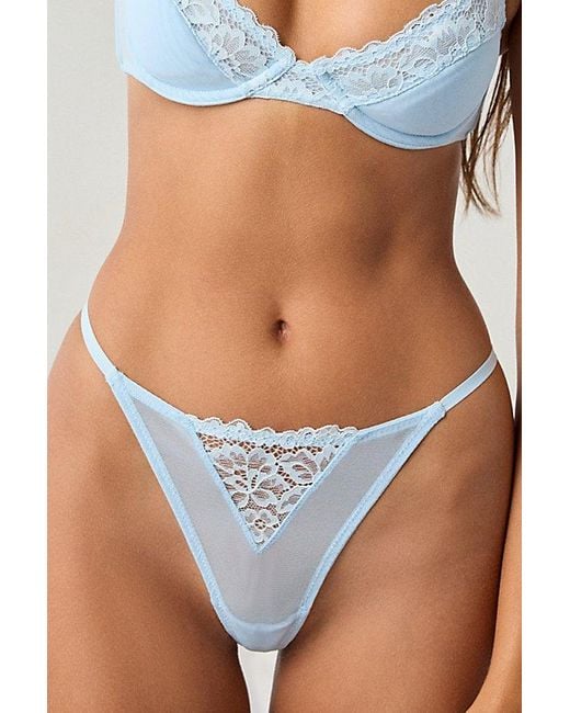 Out From Under Blue Jazz Club Lace Trim G-String Undie