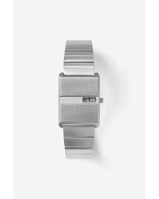 Breda Gray Pulse Stainless Steel Metal Bracelet Quartz Watch for men