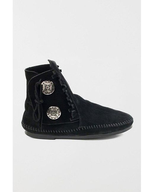 Minnetonka Black Suede Two Button Boot