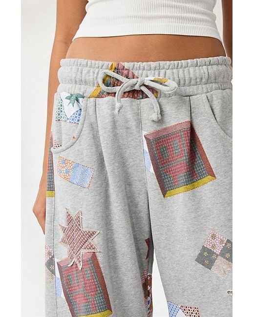 Out From Under Gray Essential Patchwork Graphic Barrel Leg Sweatpant
