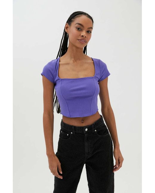 Urban Outfitters Purple Uo Meg Square Neck Top
