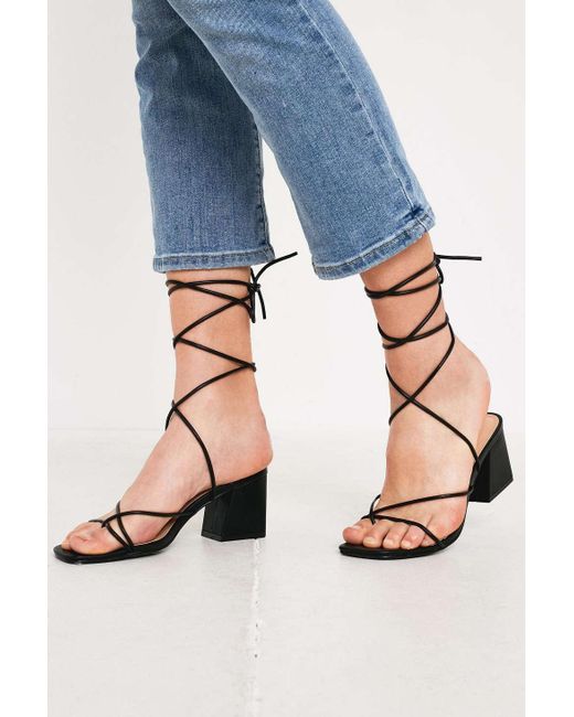 Urban Outfitters Black Uo Ana Strappy Heeled Sandal