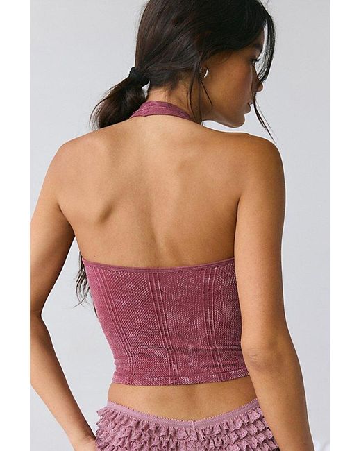 Out From Under Multicolor Charlie Seamless Knit Halter Crop Top
