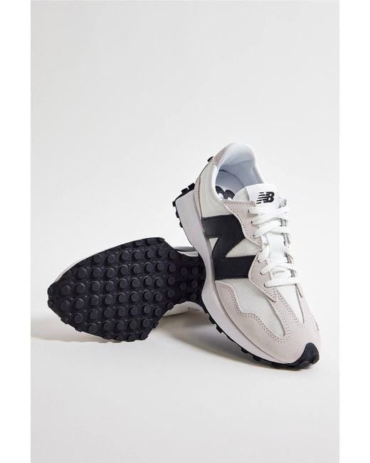 New Balance White & Black 327 Trainers
