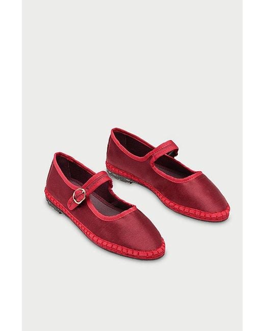 Flabelus Red Silk Mary Jane Flat