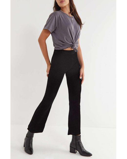 Urban Outfitters Black Uo Cassidy Ribbed Velvet Kick Flare Pant