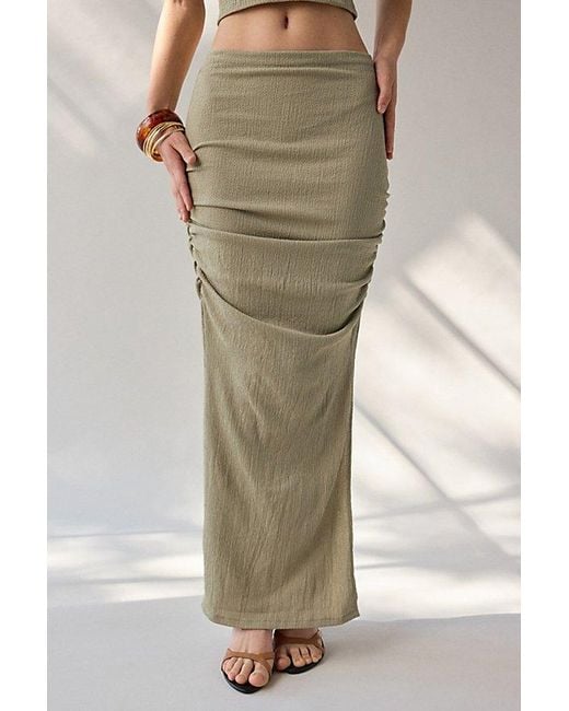 Urban Outfitters Natural Uo Caprina Ruched Knit Skirt 2-Piece Set