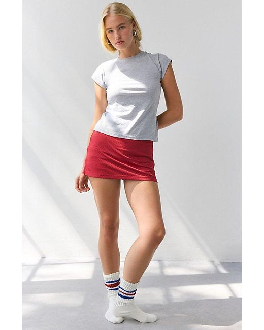 Out From Under White Bec Basketball Mesh Low-Rise Micro Mini Skort