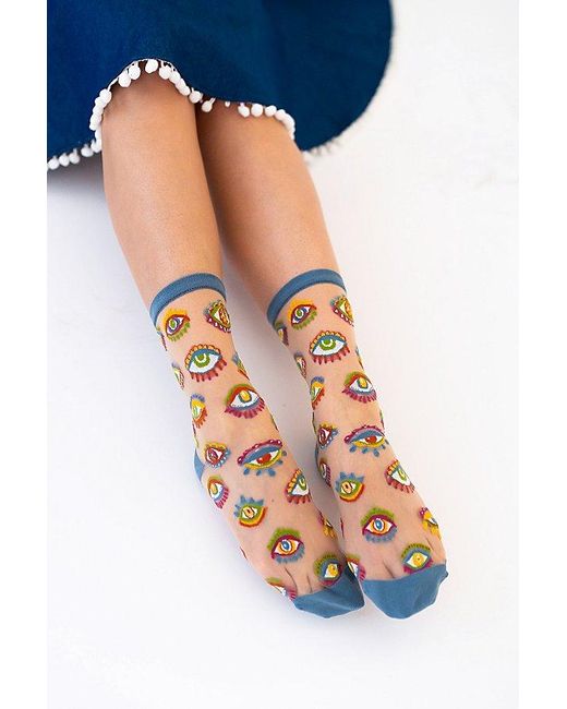 Sock Candy White Evil Eye Sheer Sock