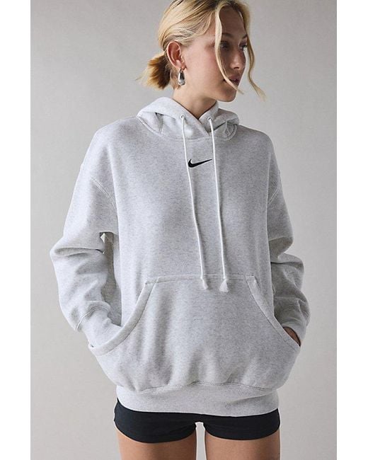 Nike Gray Sportswear Phoenix Fleece Oversized Pullover Hoodie Sweatshirt