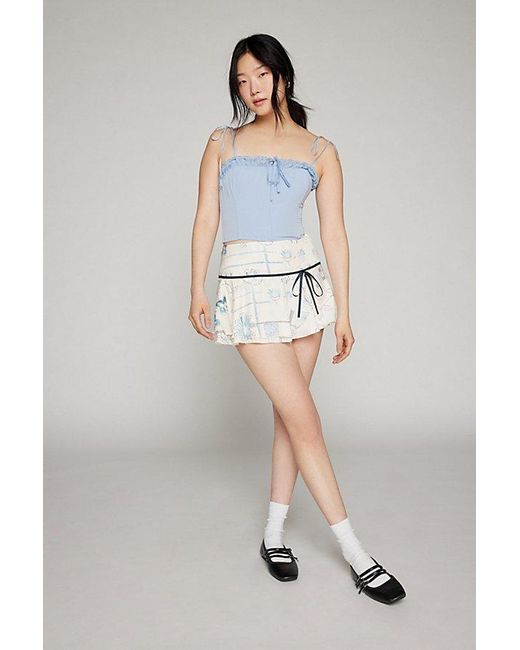 Kimchi Blue White Kimchi Carlene Satin Drop-Waist Mini Skirt