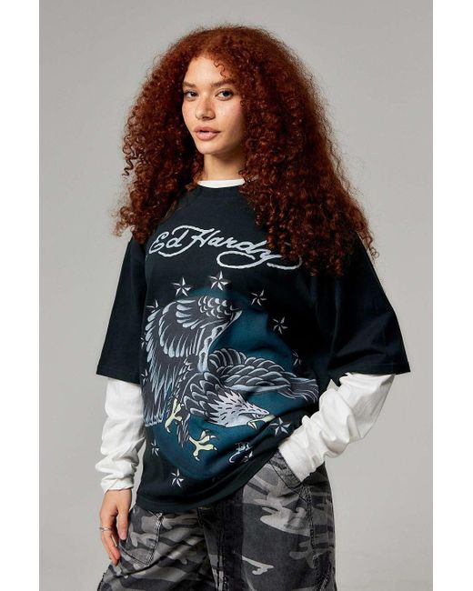 Ed Hardy Black Eagle In The Stars Layered T-shirt