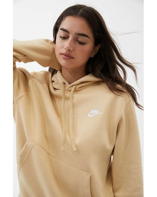 Nike Swoosh Logo Hooded Sweatshirt in Brown | Lyst