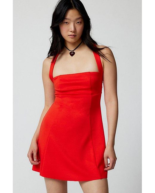 Urban Outfitters Red Uo Tibby Strappy-Back Mini Dress