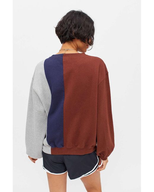 Urban Outfitters San Francisco Spliced Crew Neck Sweatshirt in Brown | Lyst