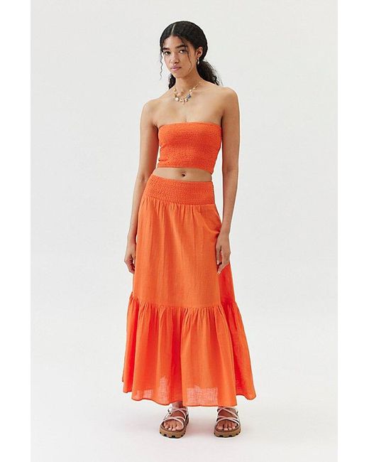 Billabong Red Billabong In The Palms Maxi Skirt In Coral, Women'S At Urban Outfitters