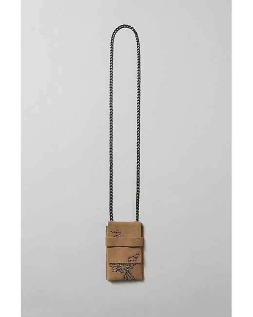Silence + Noise Natural Studded Suede Crossbody Phone Holder