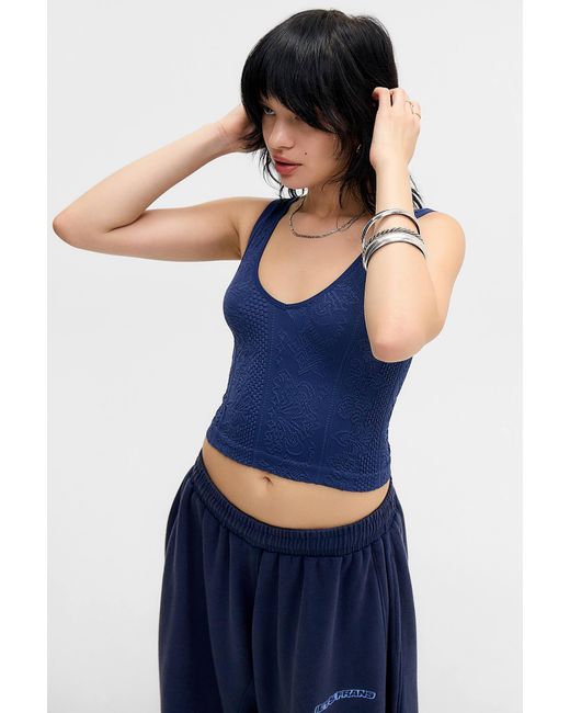 Out From Under Blue Textured Easy V Seamless Cami
