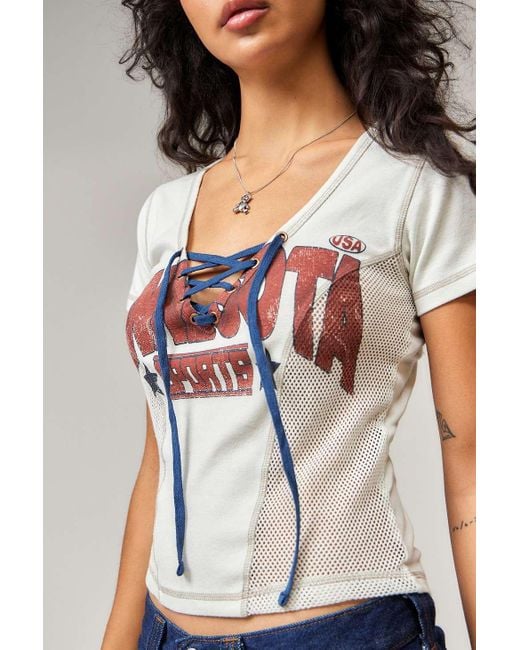 Urban Outfitters Blue Uo Lace-up Football Baby T-shirt