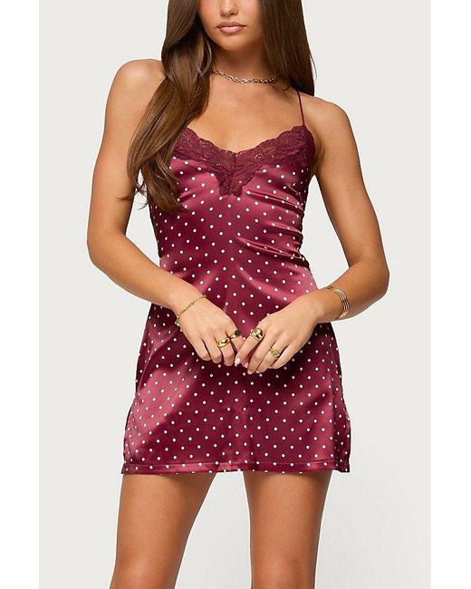 Edikted Women's Red Lacey Backless Polka Dot Mini Dress