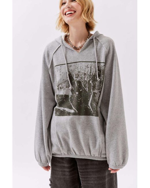 Urban Outfitters Gray Uo Rider Middle Finger Hoodie Sweatshirt