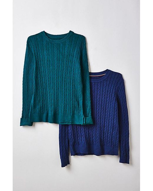 Vintage & ReMADE by UO Blue Vintage By Uo Cable Knit Sweater