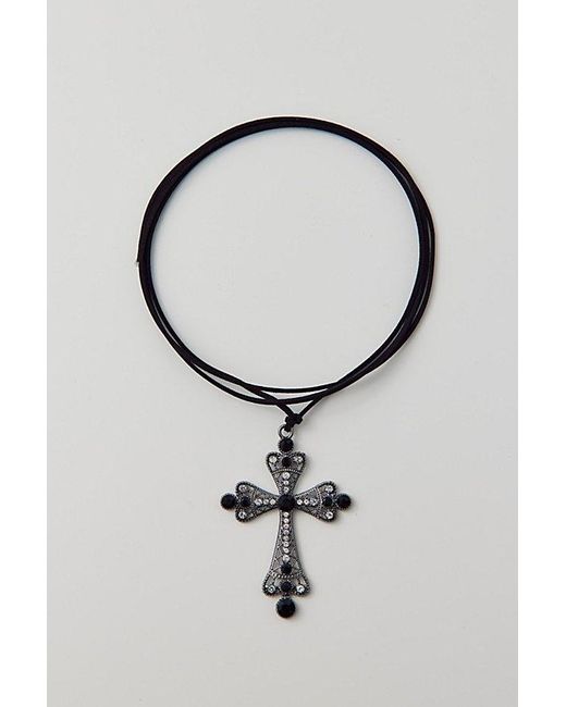 Urban Outfitters Black Alexa Cross Corded Necklace