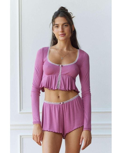 Out From Under Purple Sweet Dreams Flyaway Cropped Top