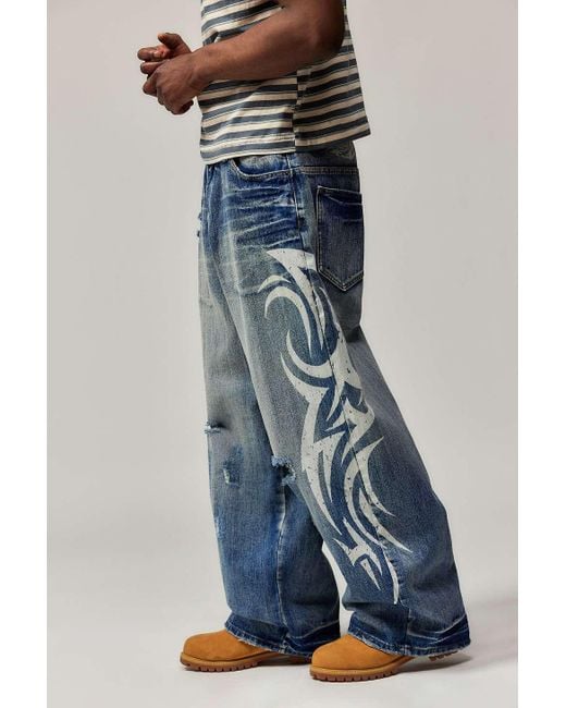 Jaded London Blue Tattoo Colossus Jeans for men