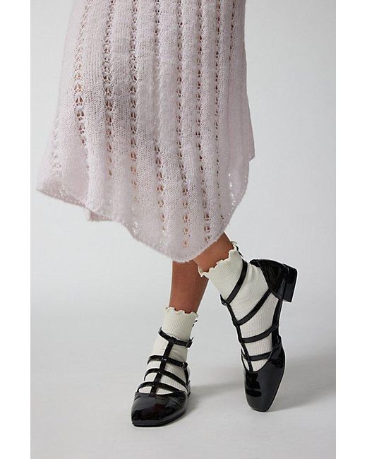 Urban Outfitters White Ribbed Ruffle Crew Sock
