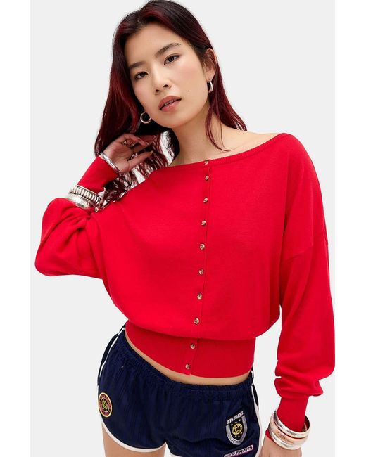 Urban Outfitters Red Uo Daley Batwing Cardigan