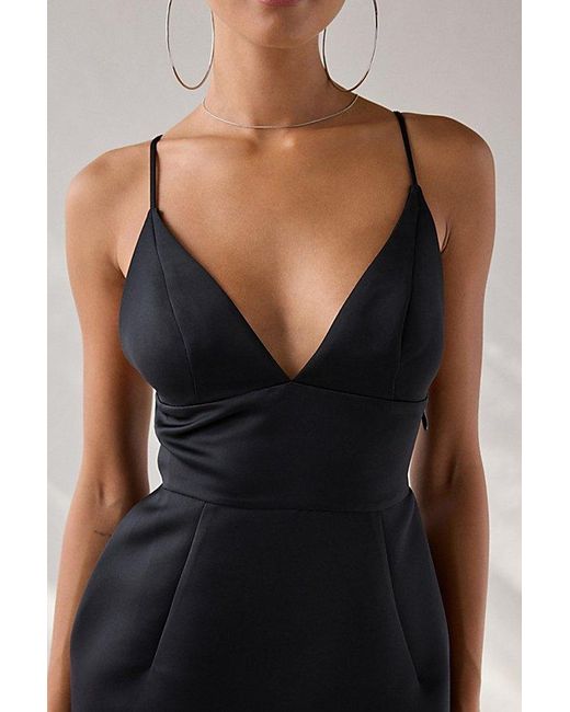 Kimchi Blue Black Petit Fours Fit-And-Flare Satin Mini Dress