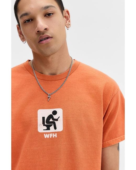 Urban Outfitters Uo Orange Wfh T-shirt for men
