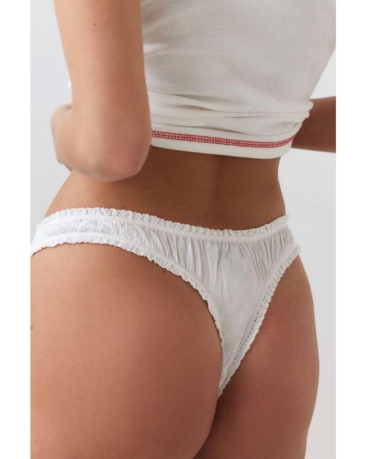 Out From Under White Cherry Laundered Cotton Thong