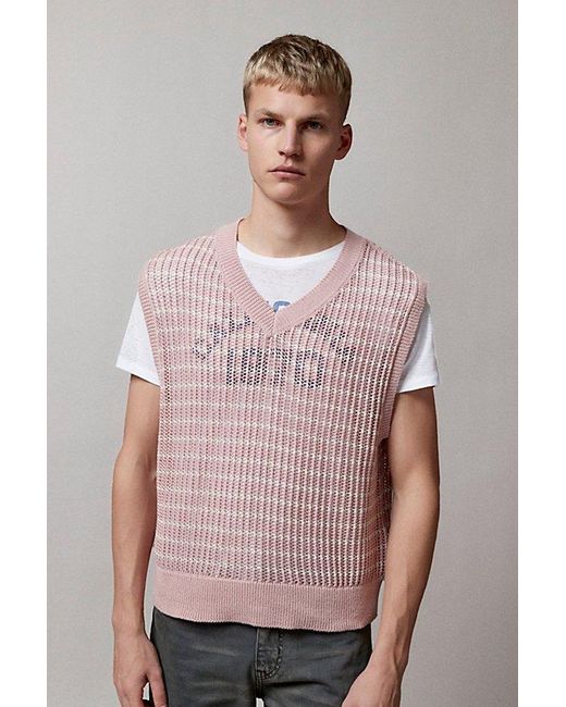 BDG Pink Striped Beach Sweater Vest for men