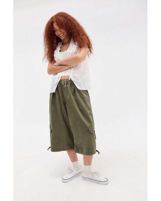 BDG Green Dallas Cropped Cargo Trousers