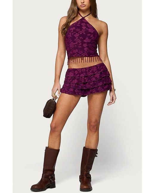 Edikted Keyla Ruffled Textured Micro Skort