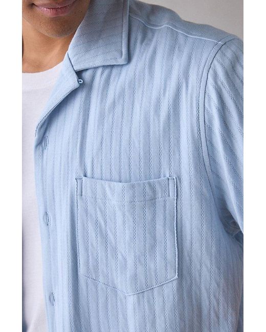 Urban Outfitters Blue Uo Ribbed Knit Boxy Short Sleeve Shirt Top for men
